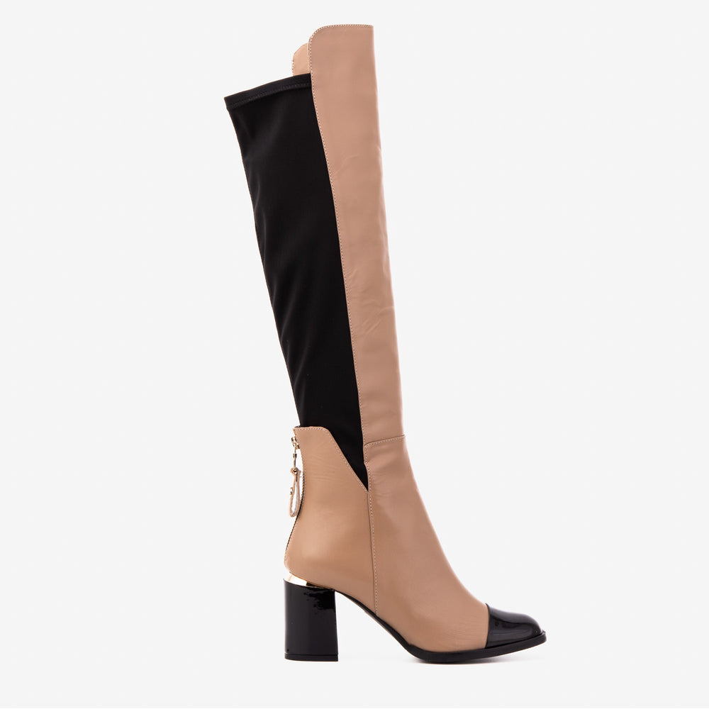 The Verona Cream Leather Knee High Boot