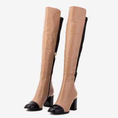 The Verona Cream Leather Knee High Boot