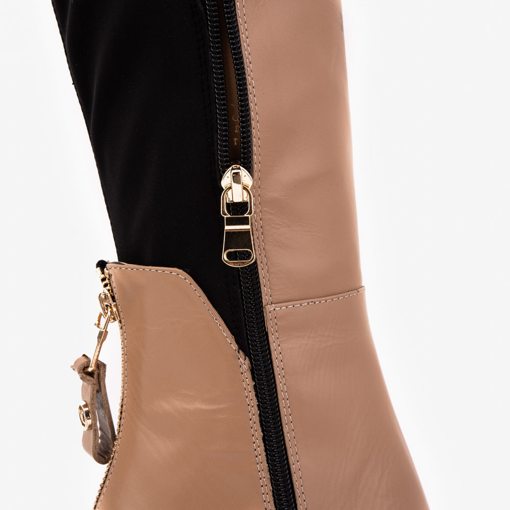 The Verona Cream Leather Knee High Boot