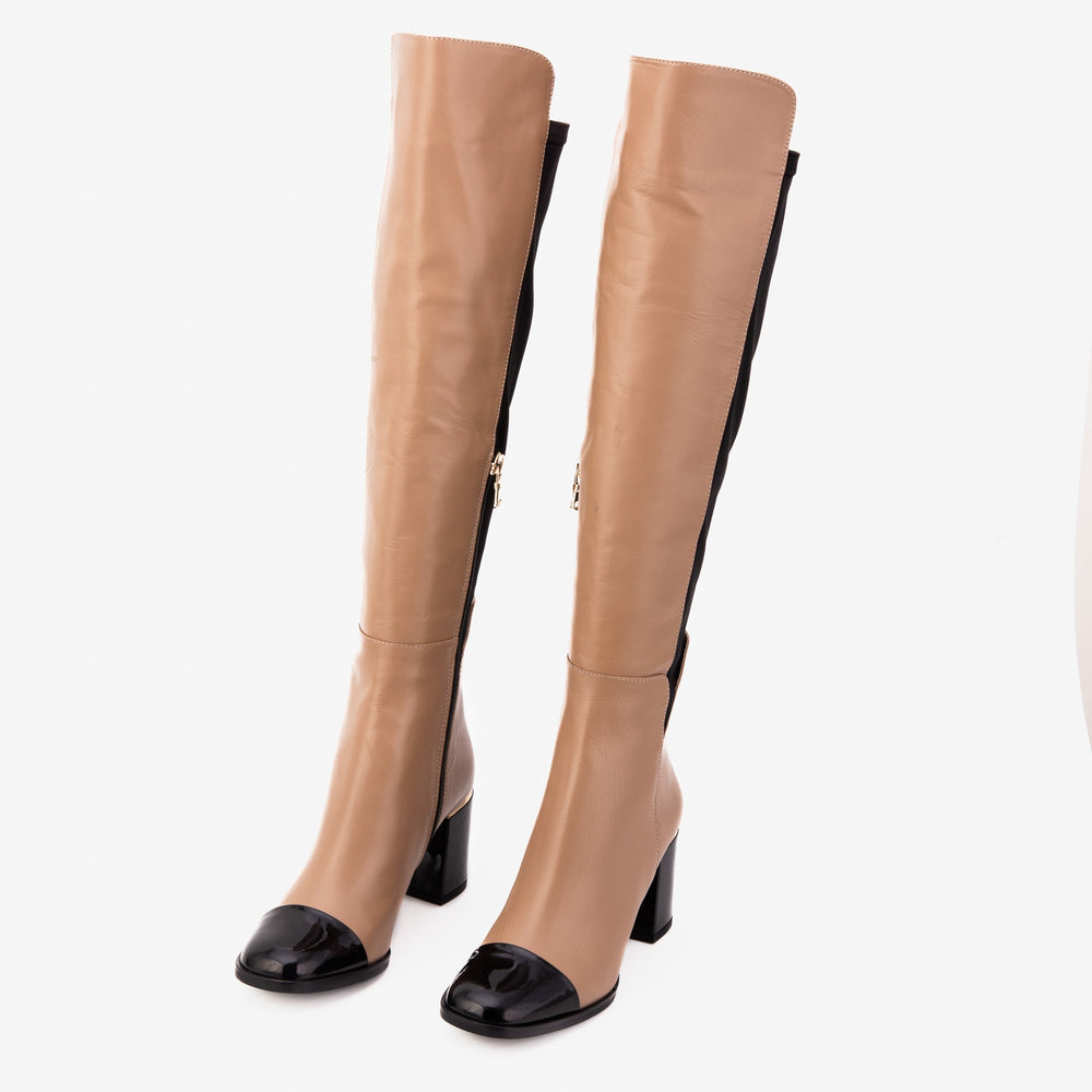 The Verona Cream Leather Knee High Boot