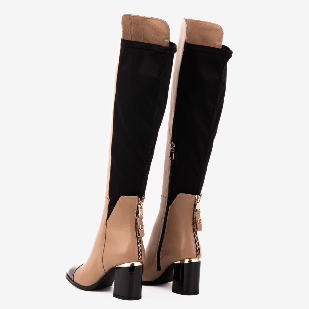 The Verona Cream Leather Knee High Boot