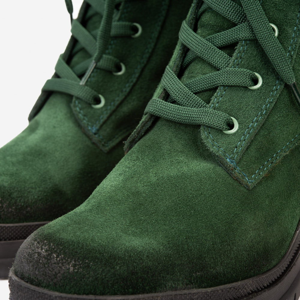 The Elera Green Leather Block Heel Boot