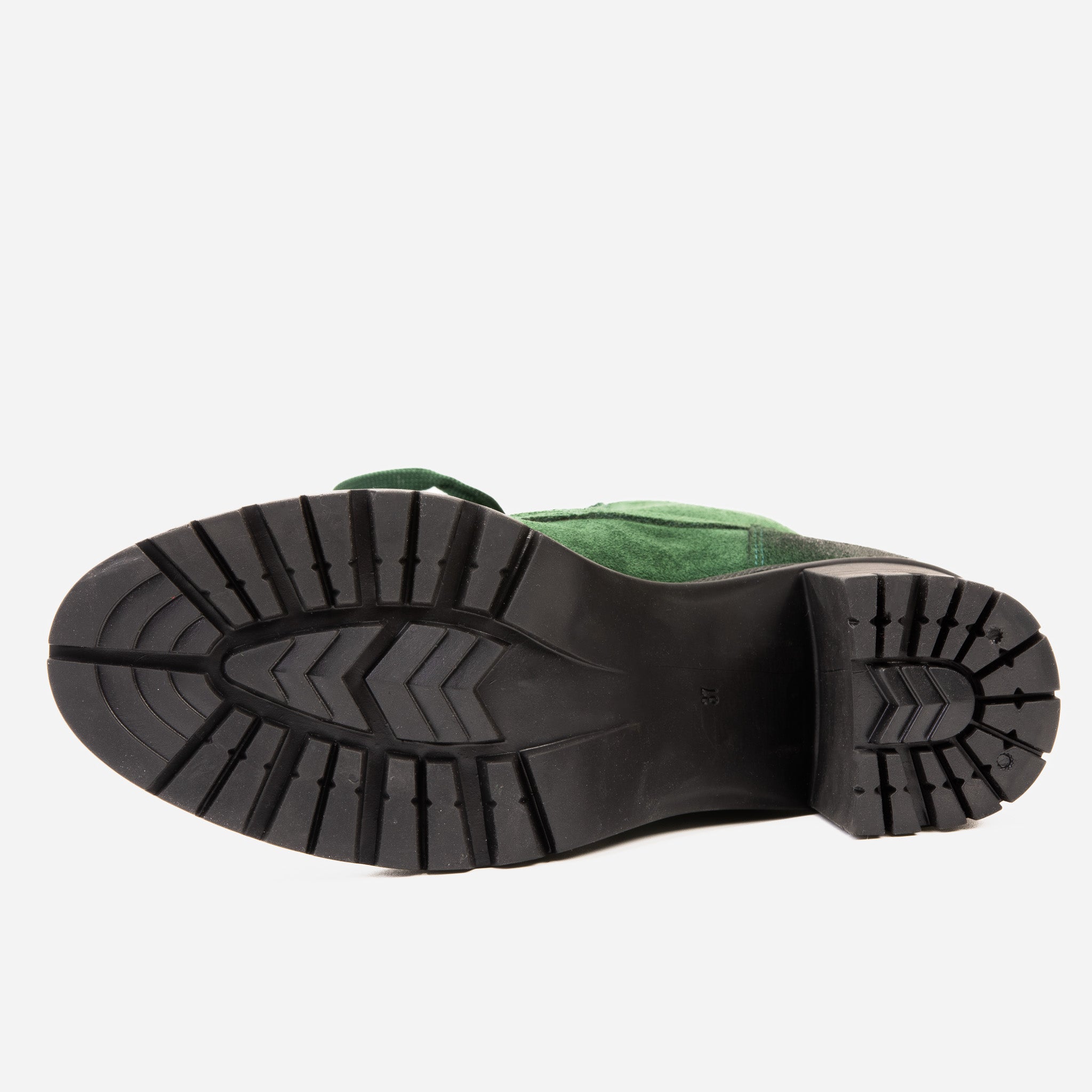 The Elera Green Leather Block Heel Boot