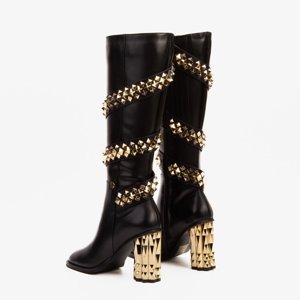 The Gladiator Black Leather Knee High Boot