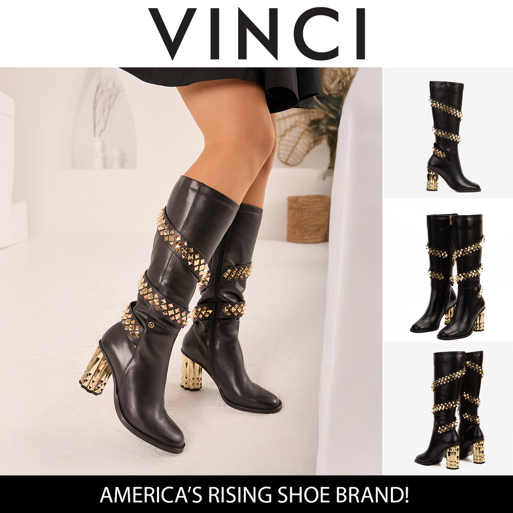 The Gladiator Black Leather Knee High Boot