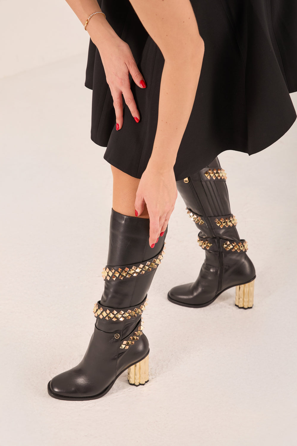The Gladiator Black Leather Knee High Boot