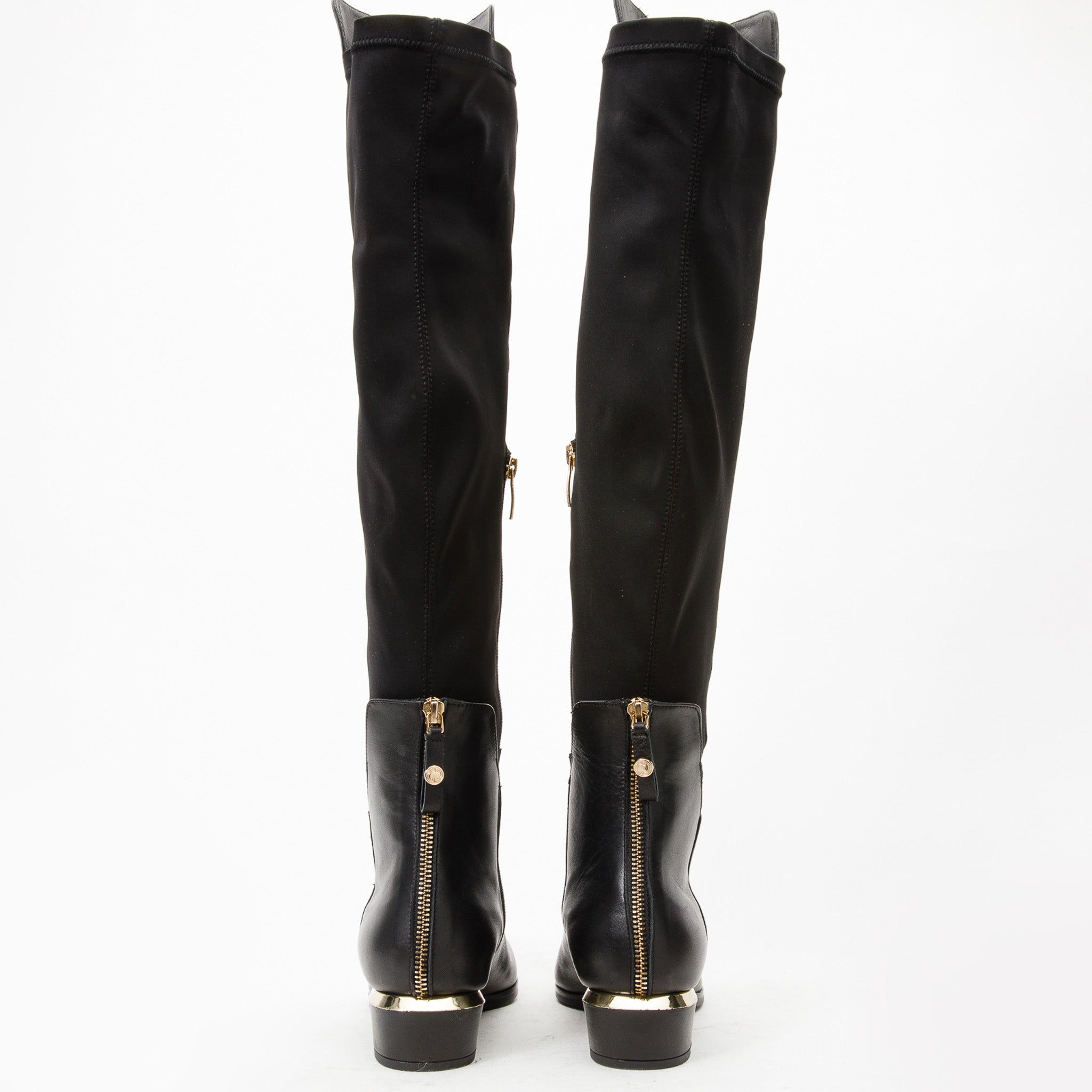 The Fairoks Black Leather Pointy Toe Knee High Boot