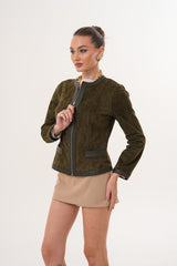 The Nyvessa Reversible Leather Jacket – Olive Green