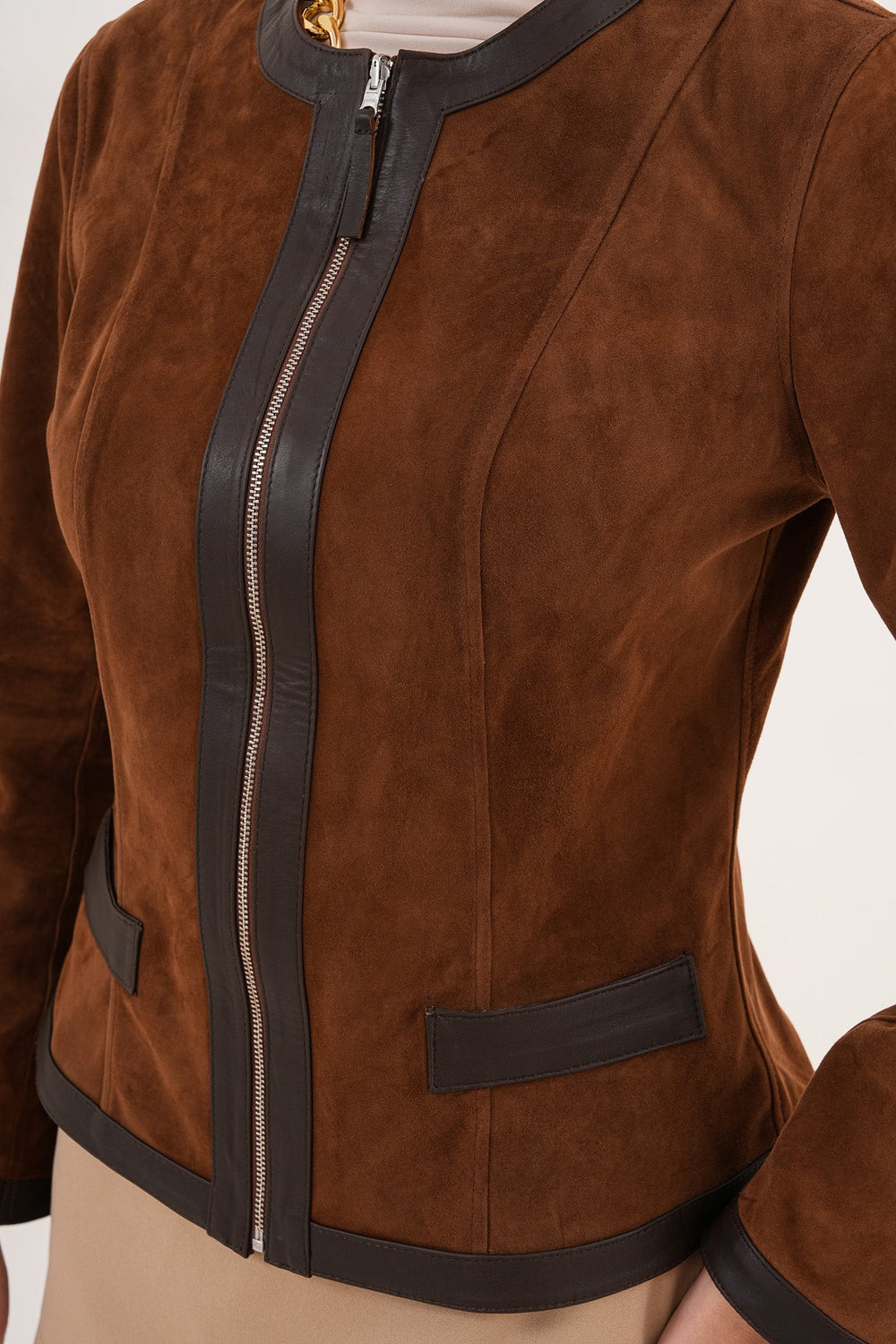 The Nyvessa Reversible Brown Suede Dark Brown Leather Jacket