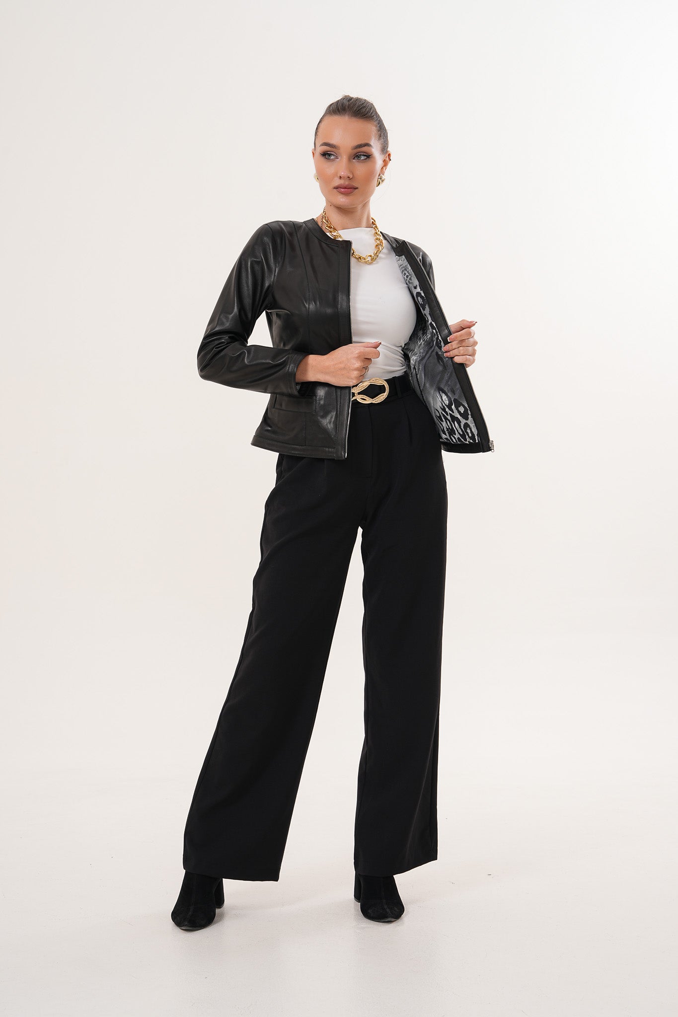 The Nyvessa Black Leather Jacket