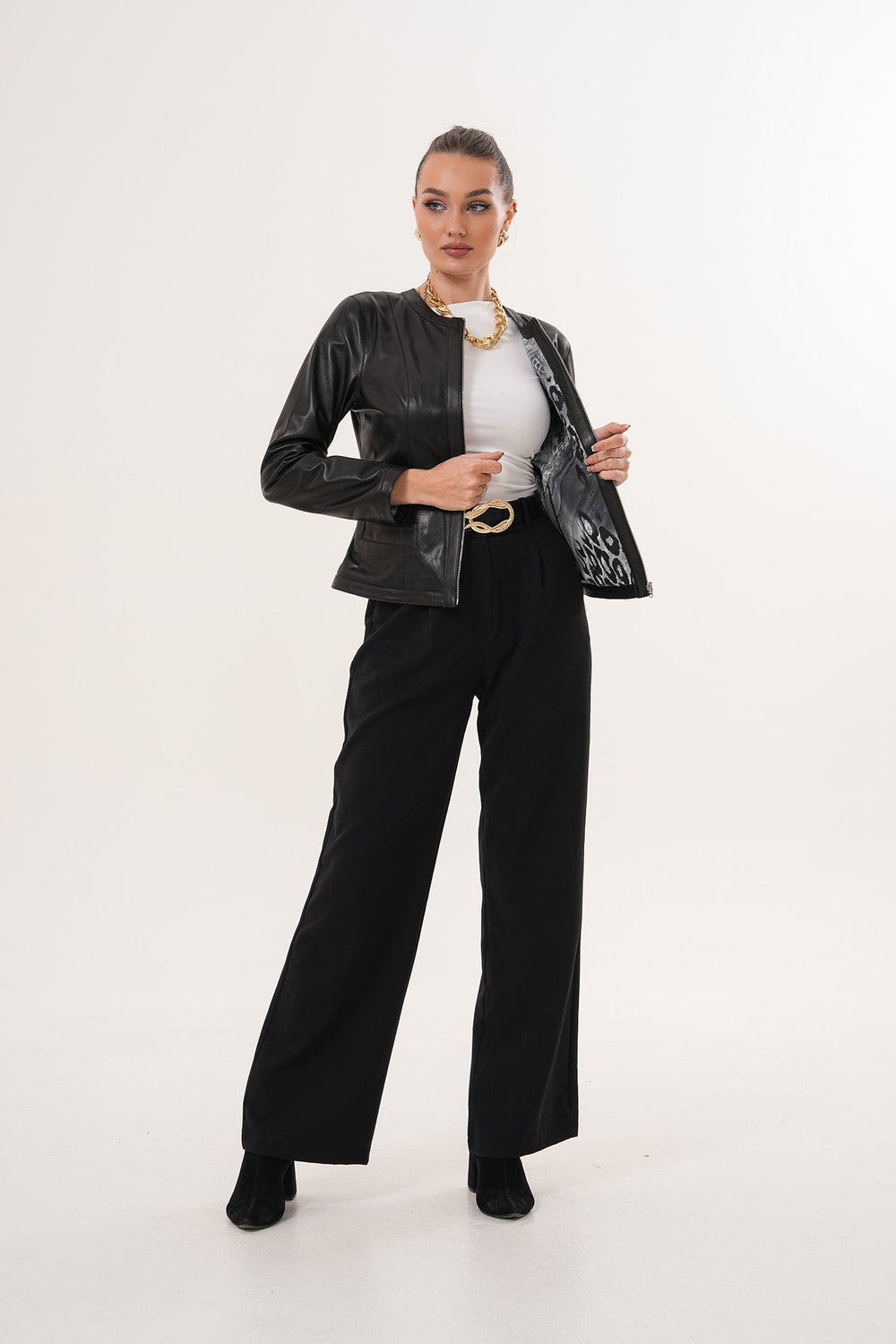 The Nyvessa Black Leather Jacket