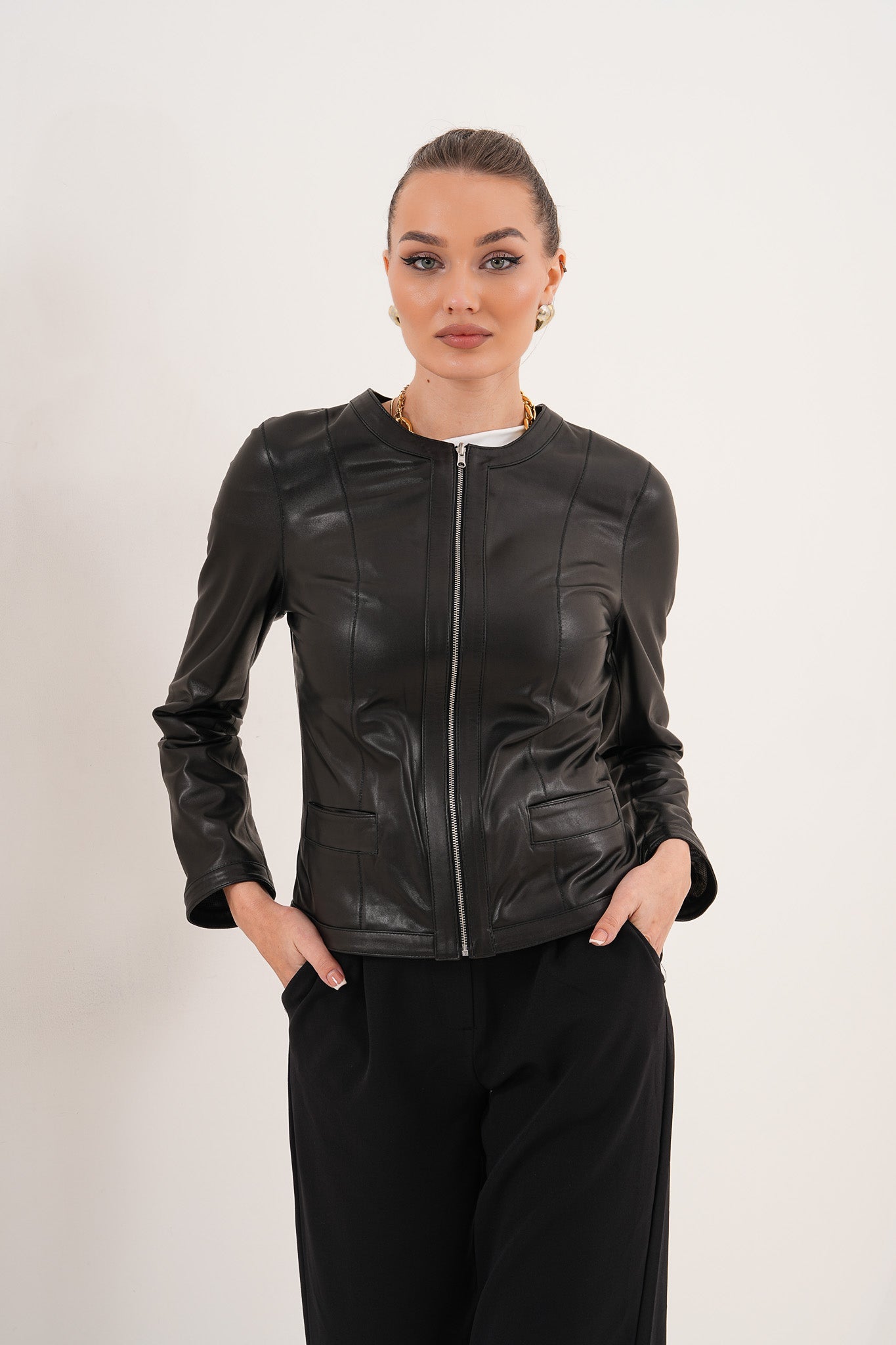 The Nyvessa Black Leather Jacket