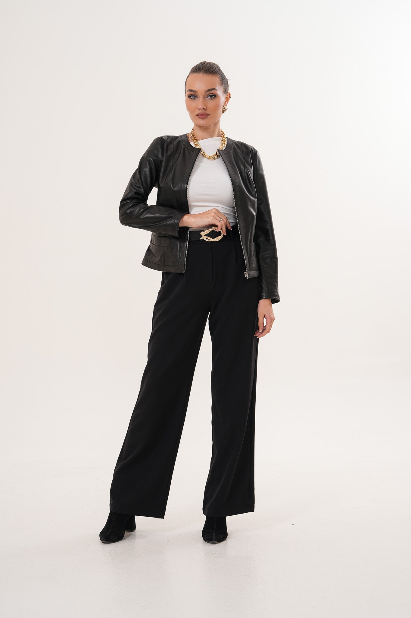 The Nyvessa Black Leather Jacket
