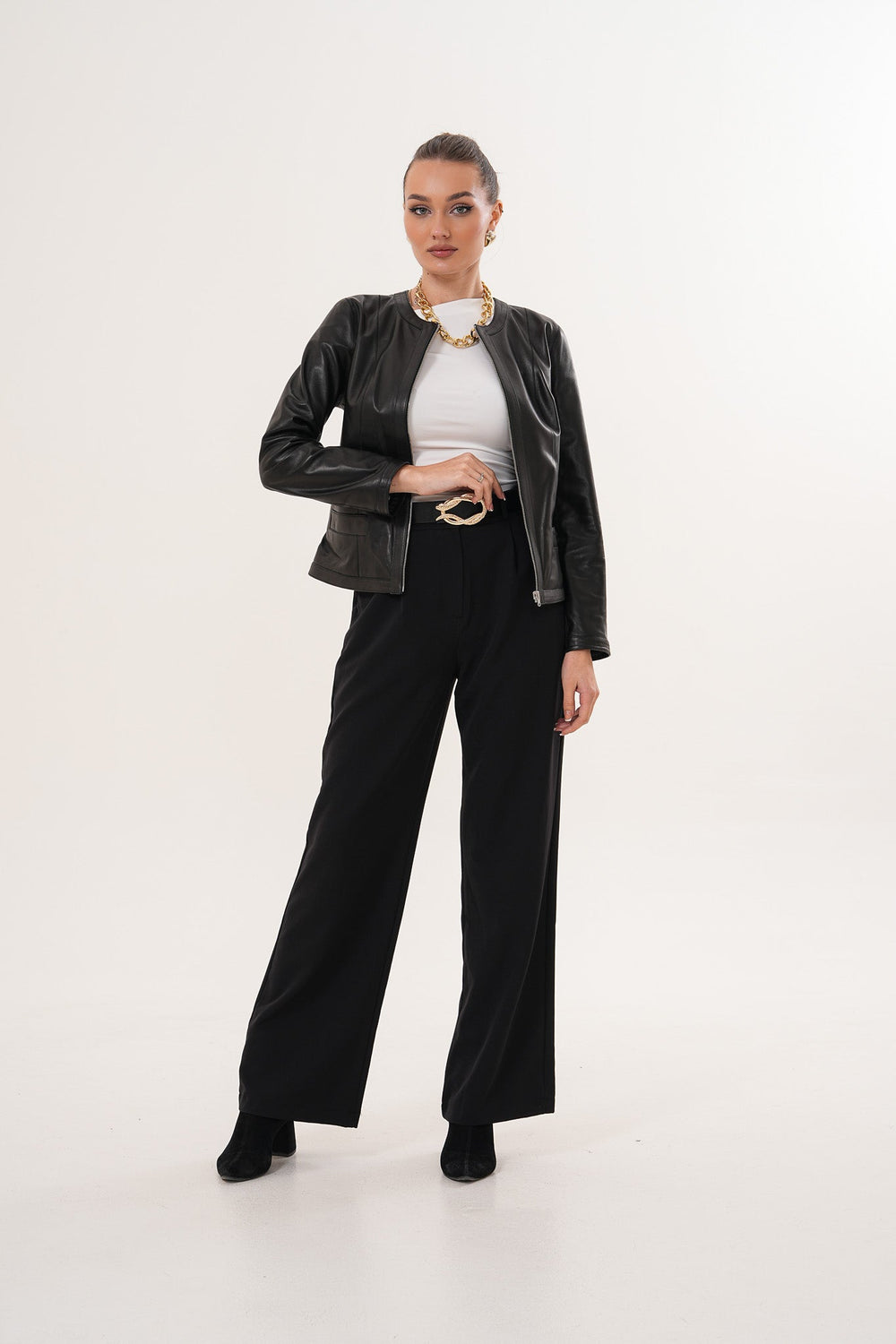 The Nyvessa Black Leather Jacket