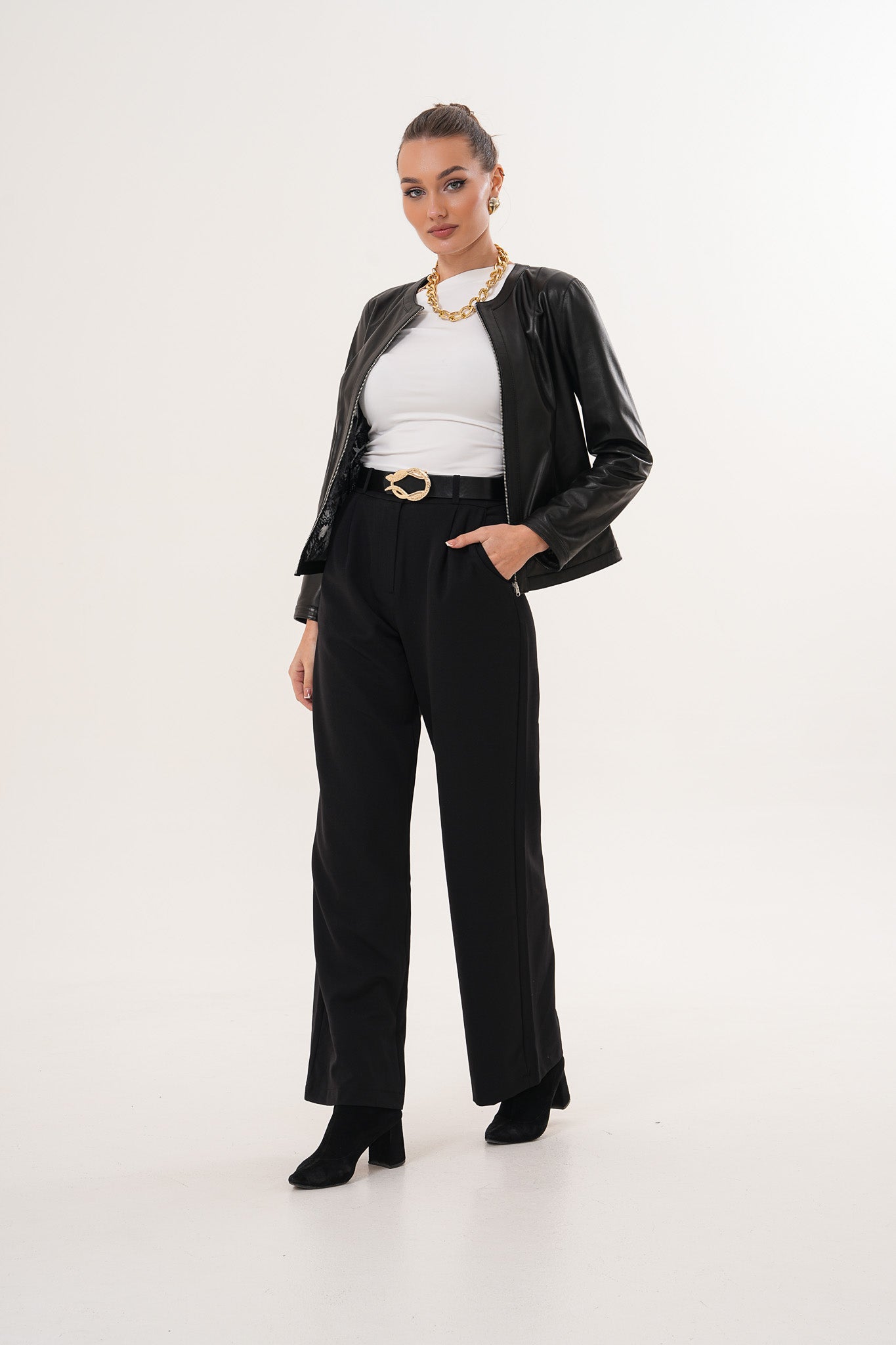 The Nyvessa Black Leather Jacket