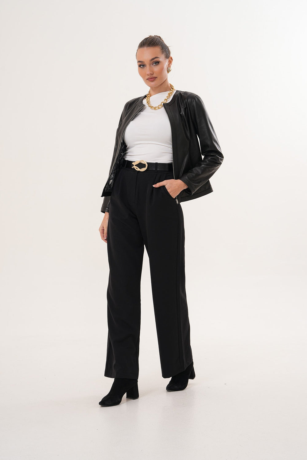 The Nyvessa Black Leather Jacket