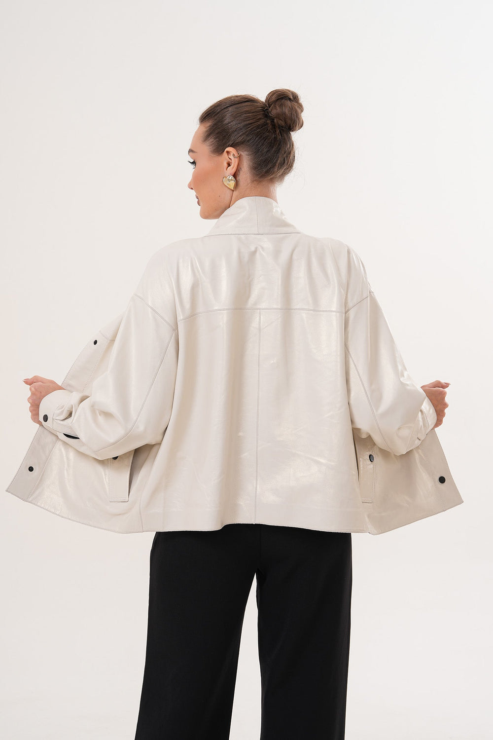 The Velmira Reversible Ivory Leather Jacket