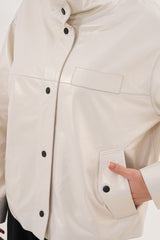 The Velmira Reversible Ivory Leather Jacket