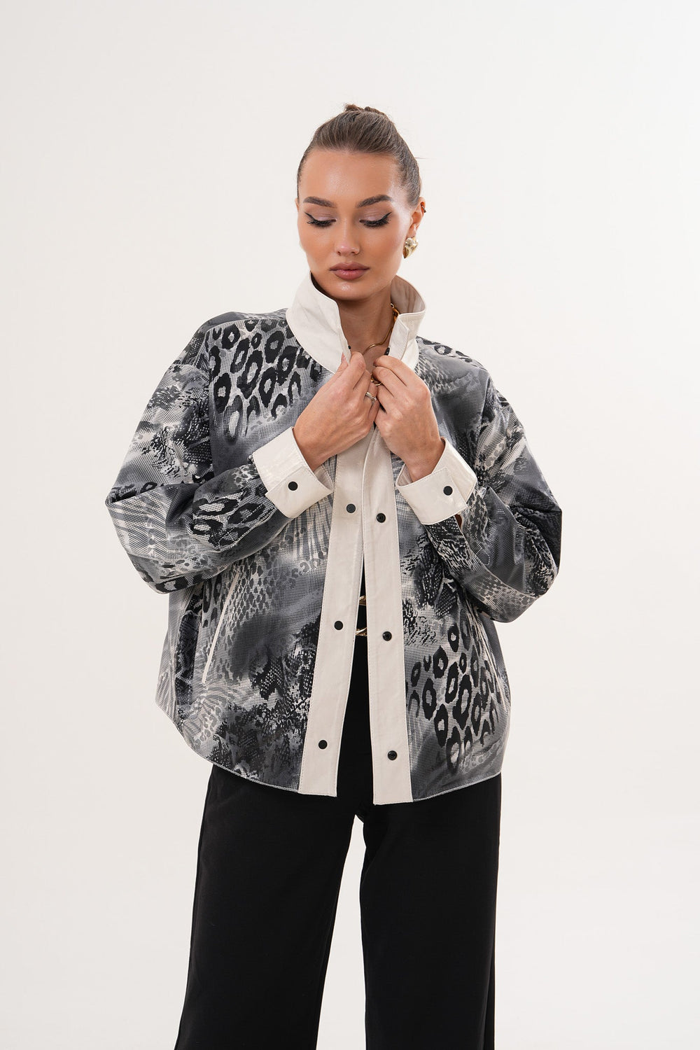 The Velmira Reversible Ivory Leather Jacket