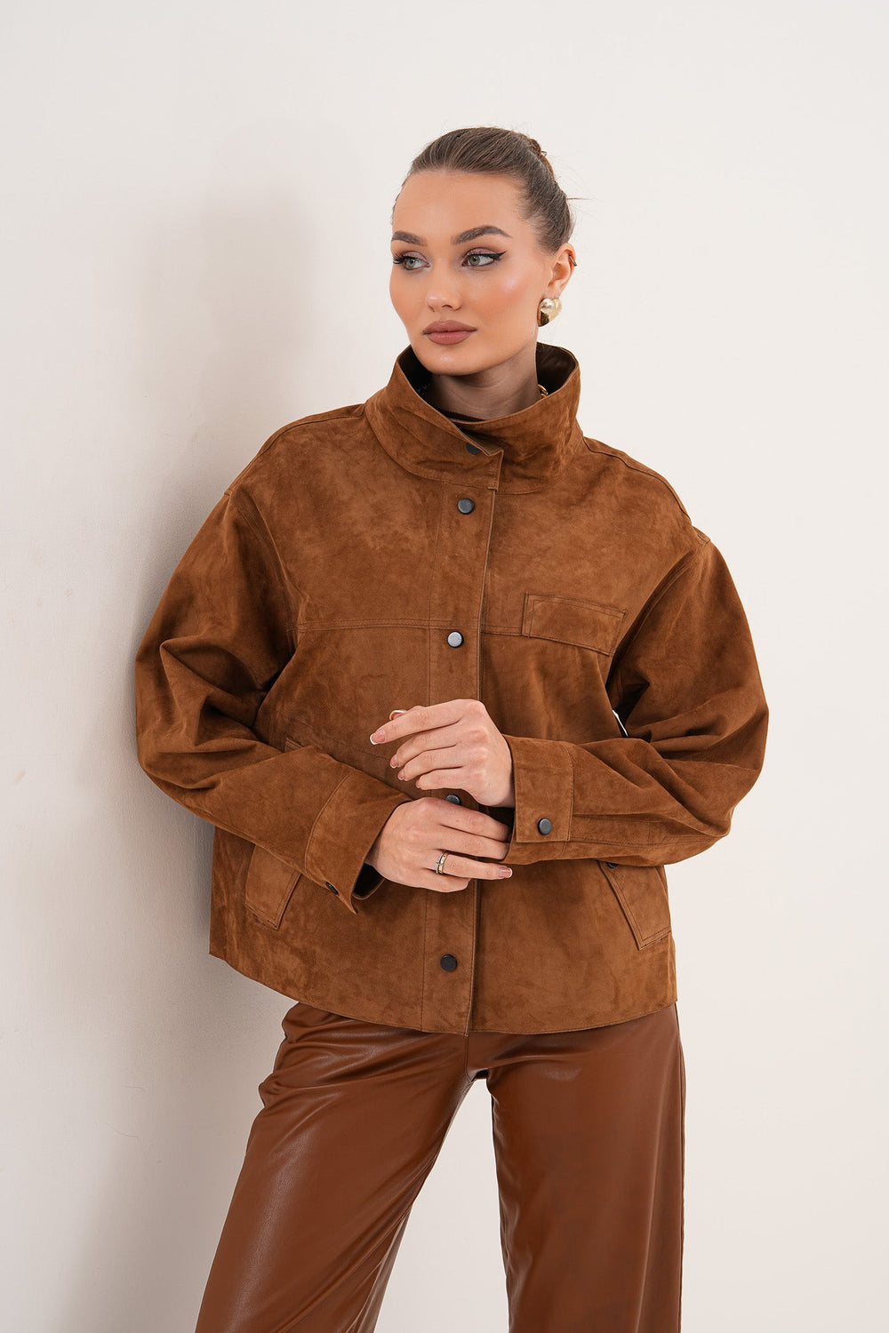 The Ravessa Reversible Brown Suede Leather Jacket
