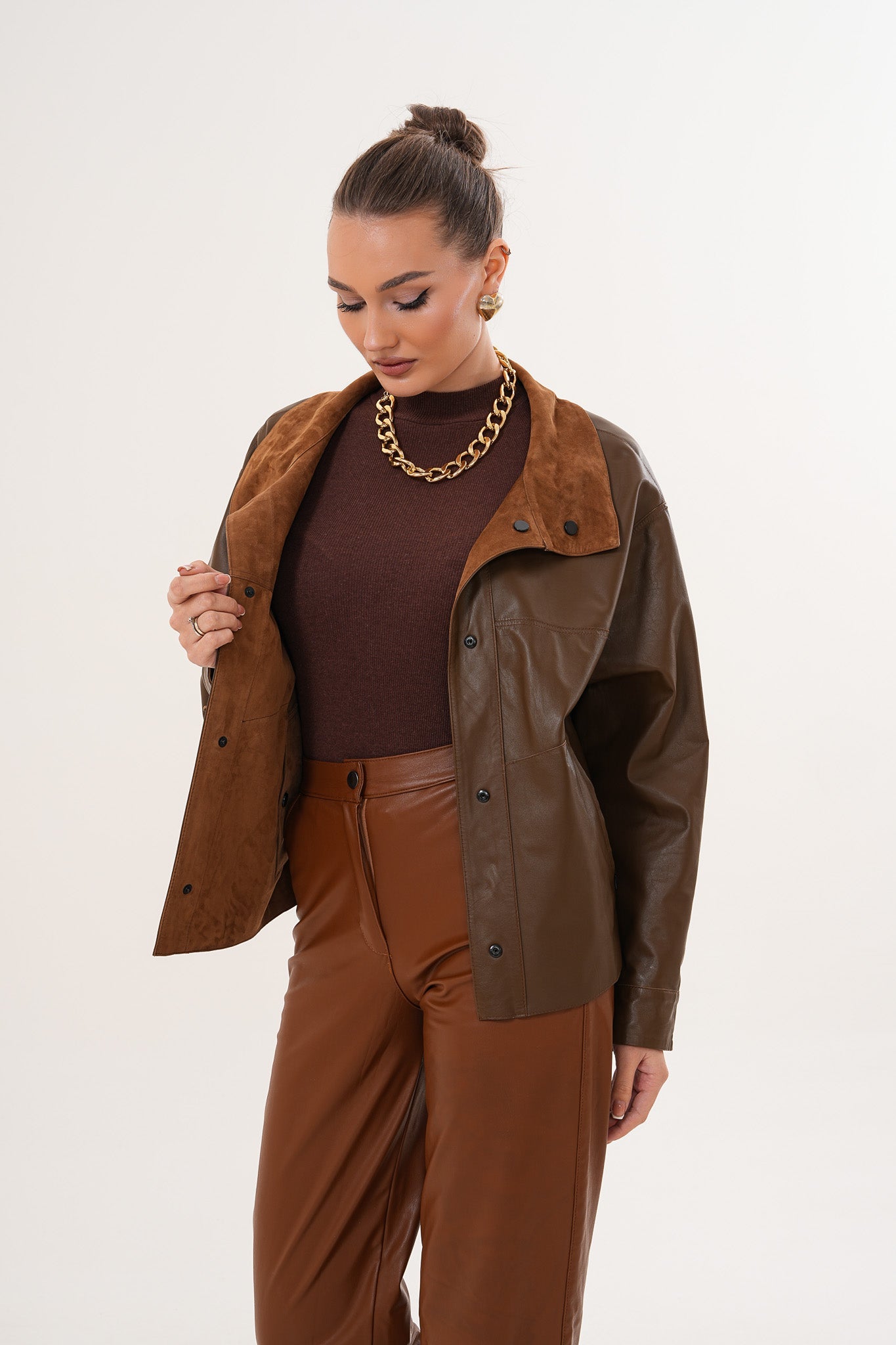 The Ravessa Reversible Brown Suede Leather Jacket