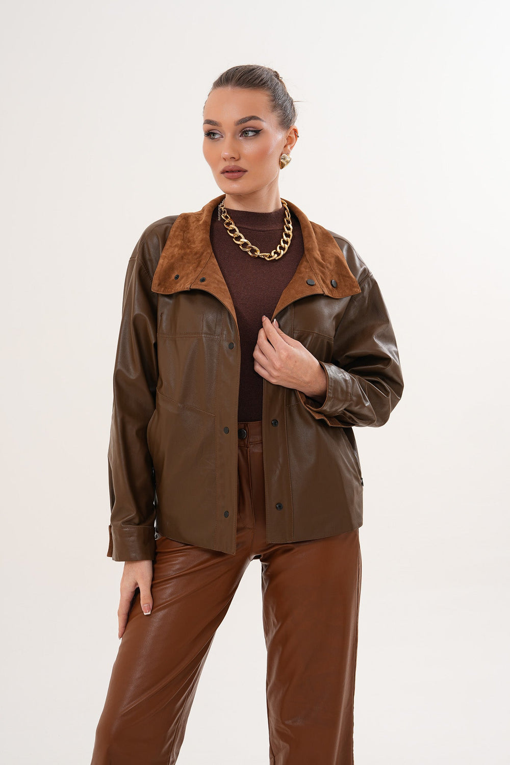 The Ravessa Reversible Brown Suede Leather Jacket