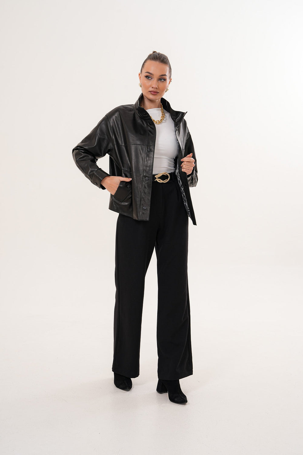 The Ravessa Reversible Black Leather Jacket