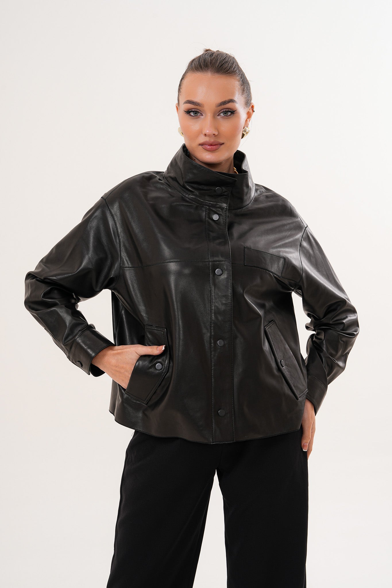 The Ravessa Reversible Black Leather Jacket