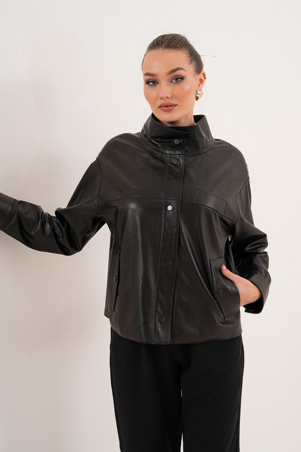 The Ravessa Reversible Black Leather Jacket