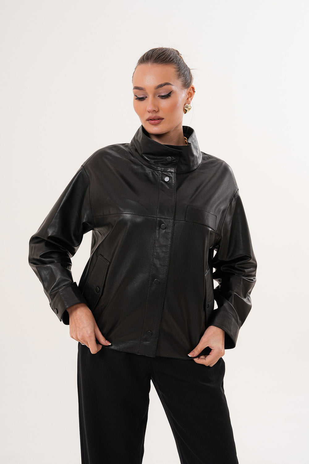The Ravessa Reversible Black Leather Jacket