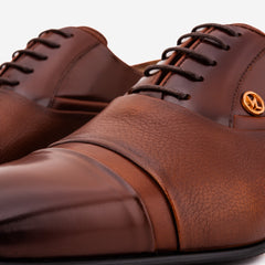 The Rockwell Handmade Tan Leather Cap Toe Oxford Shoe