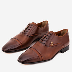 The Rockwell Handmade Tan Leather Cap Toe Oxford Shoe