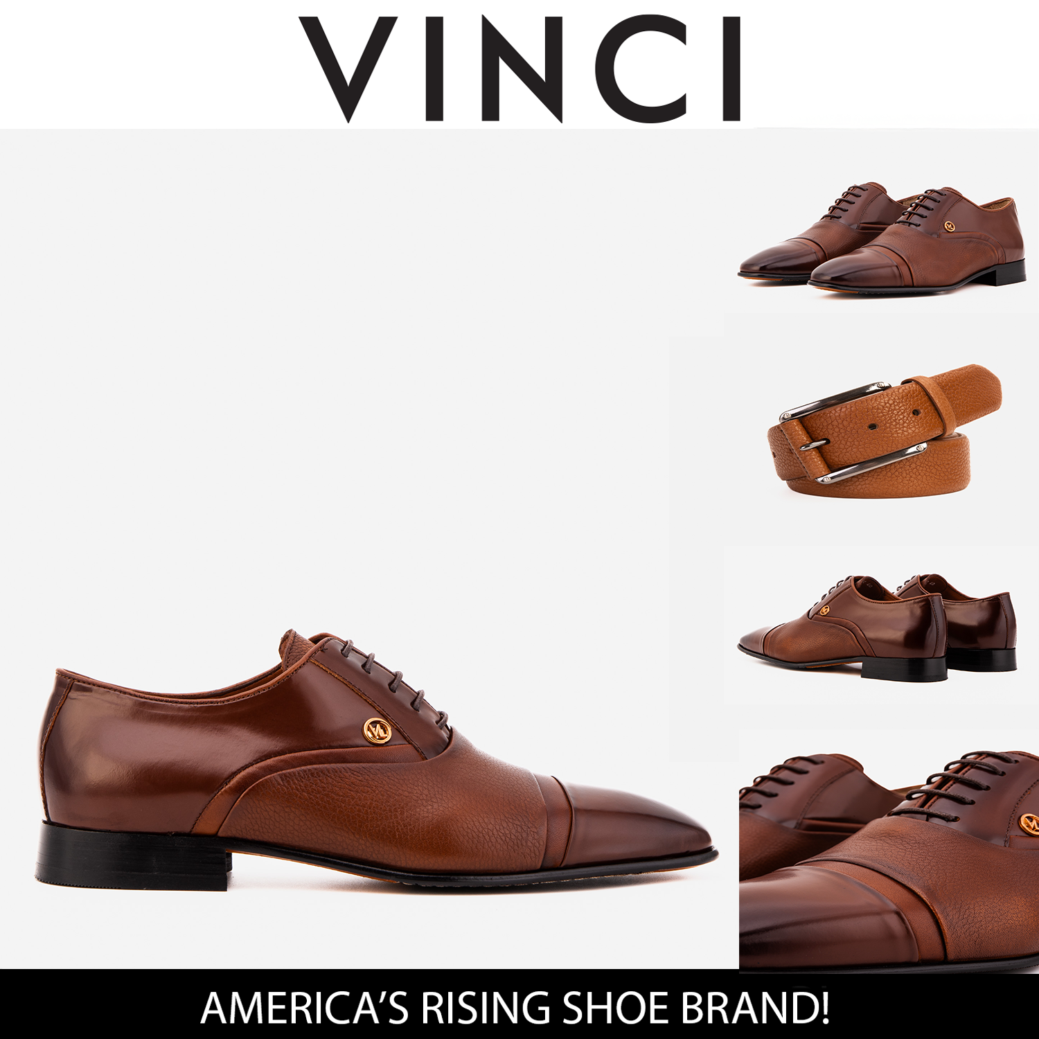 The Rockwell Handmade Tan Leather Cap Toe Oxford Shoe