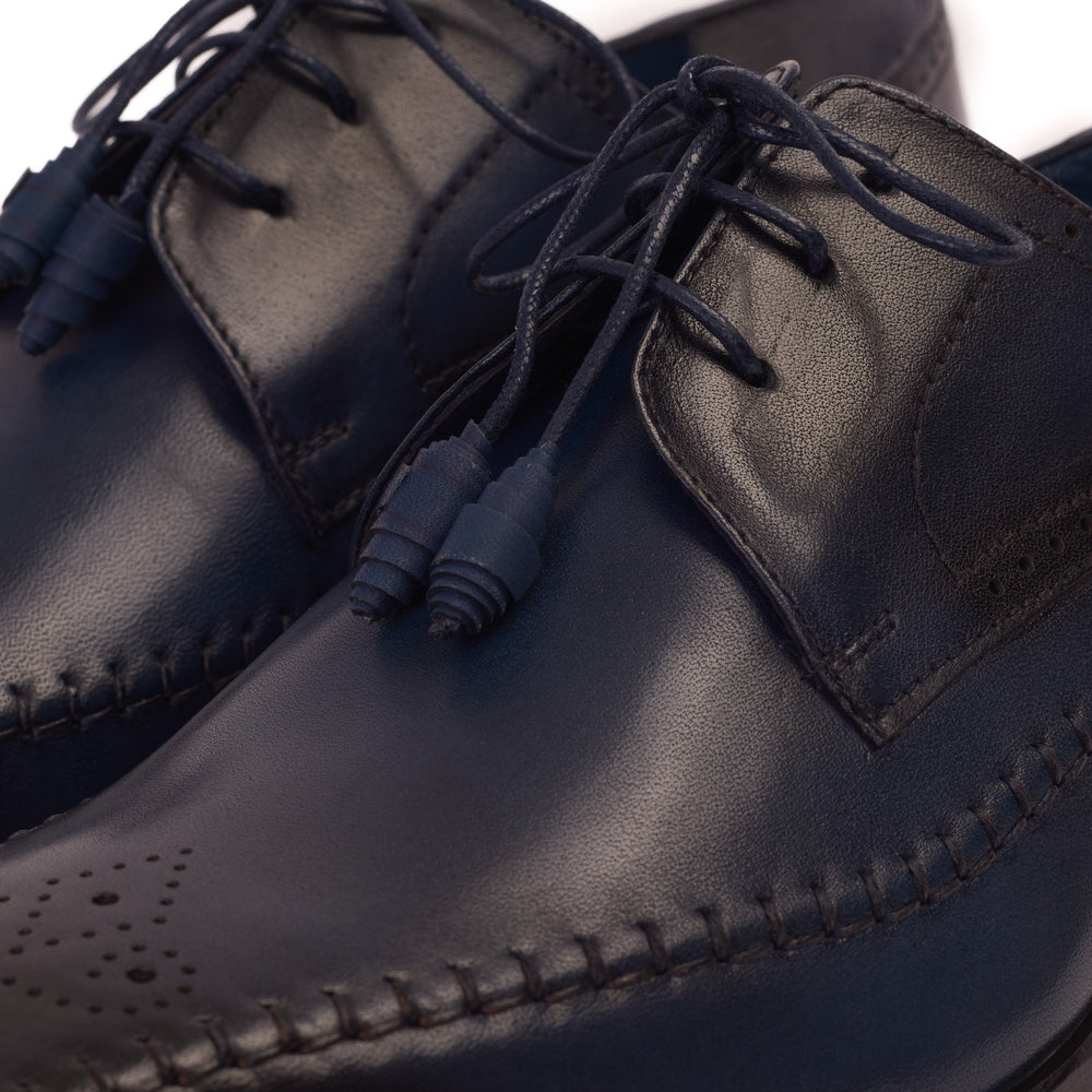 The Moon Navy Blue Leather Derby  Shoe