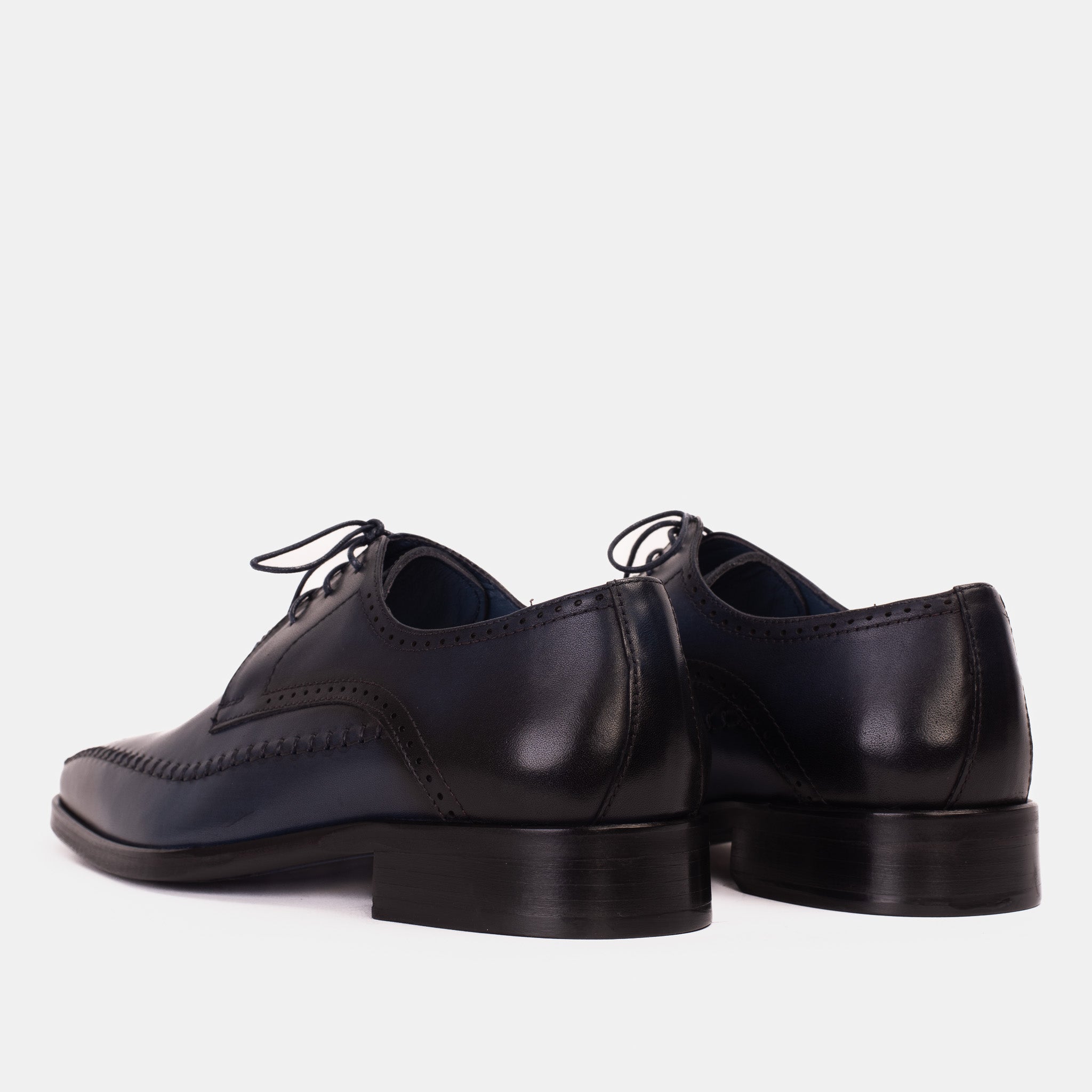 The Moon Navy Blue Leather Derby  Shoe