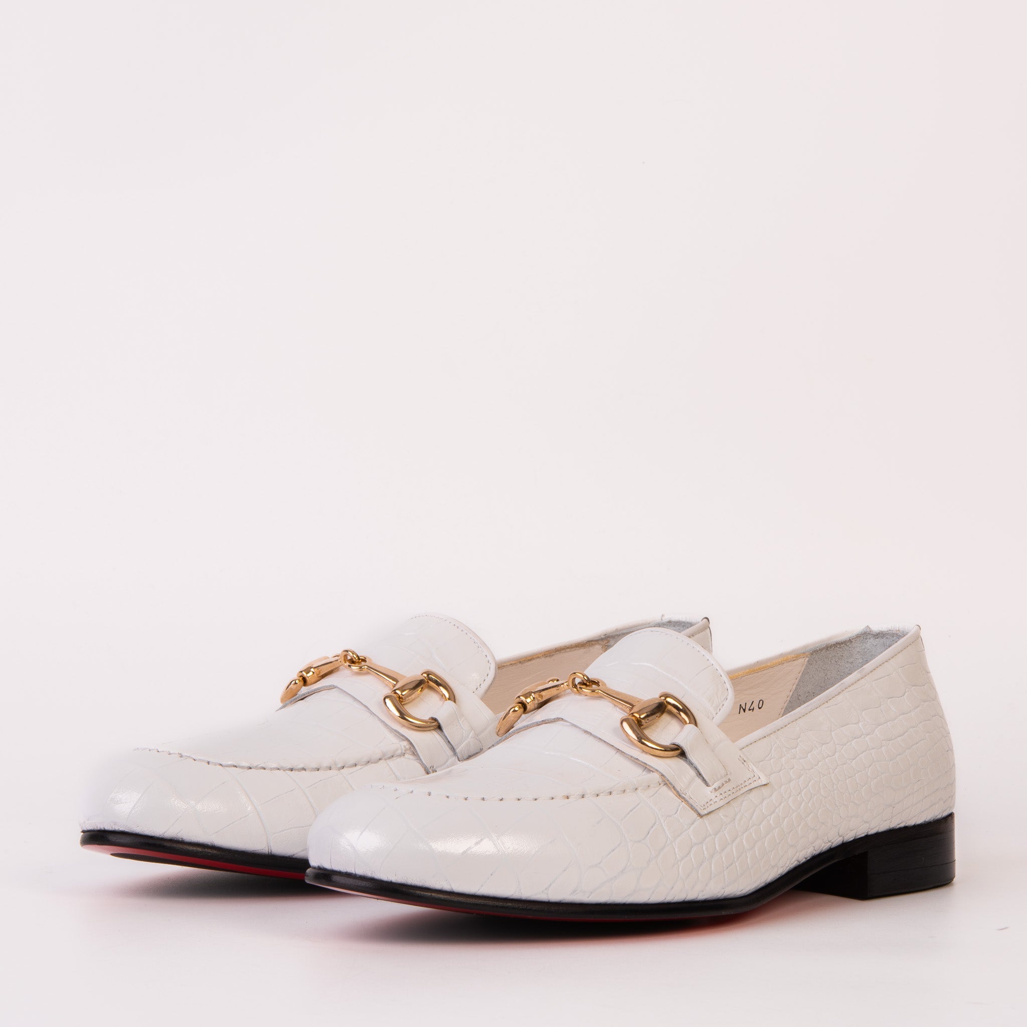 The Monaco White Leather Shoe Bit Loafer