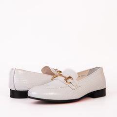 The Monaco White Leather Shoe Bit Loafer