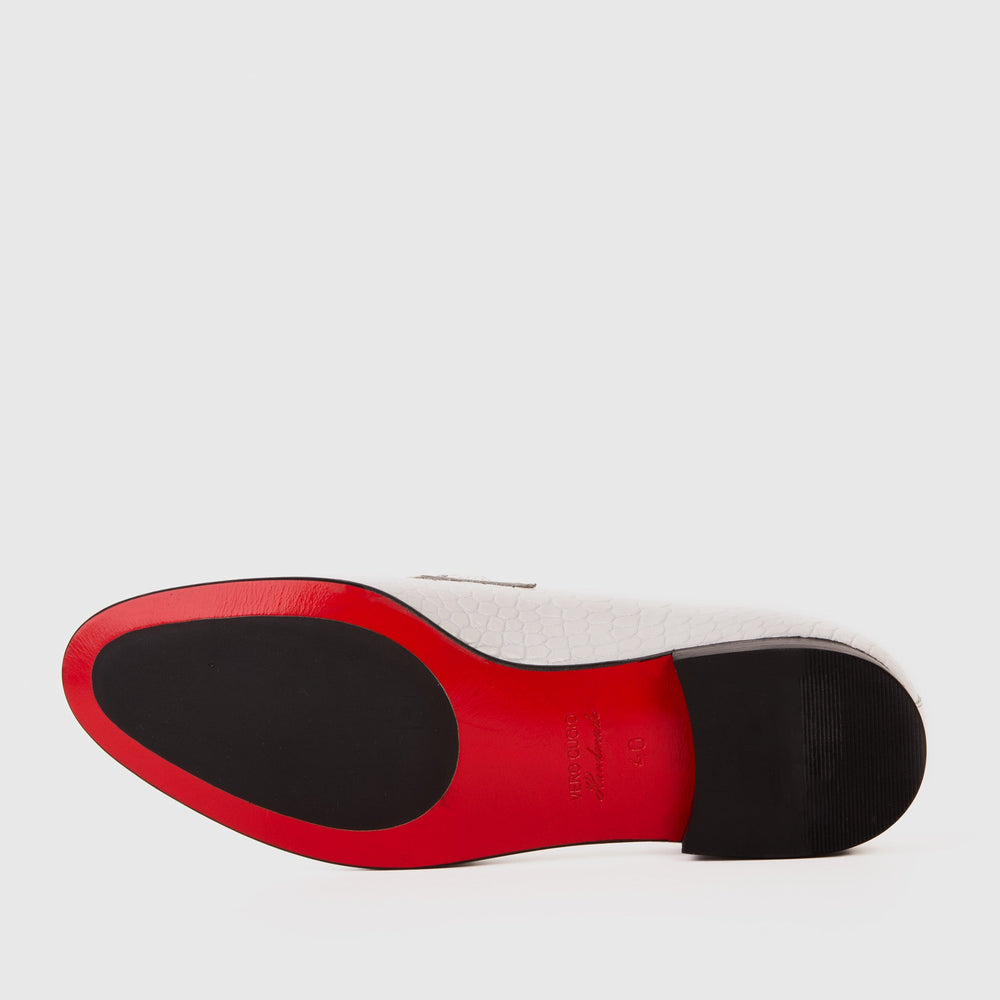 The Monaco White Leather Shoe Bit Loafer