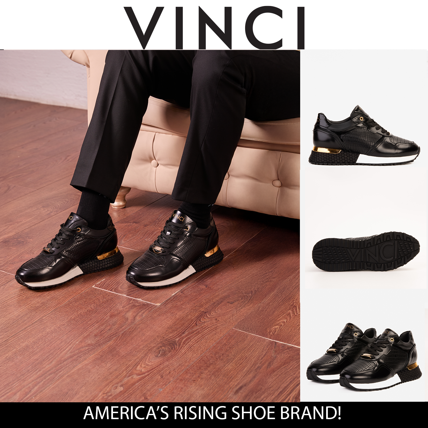 The Empire Black Leather Sneaker