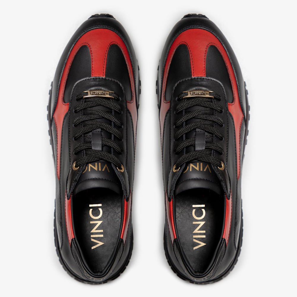 The Arda Black Red Leather Sneaker