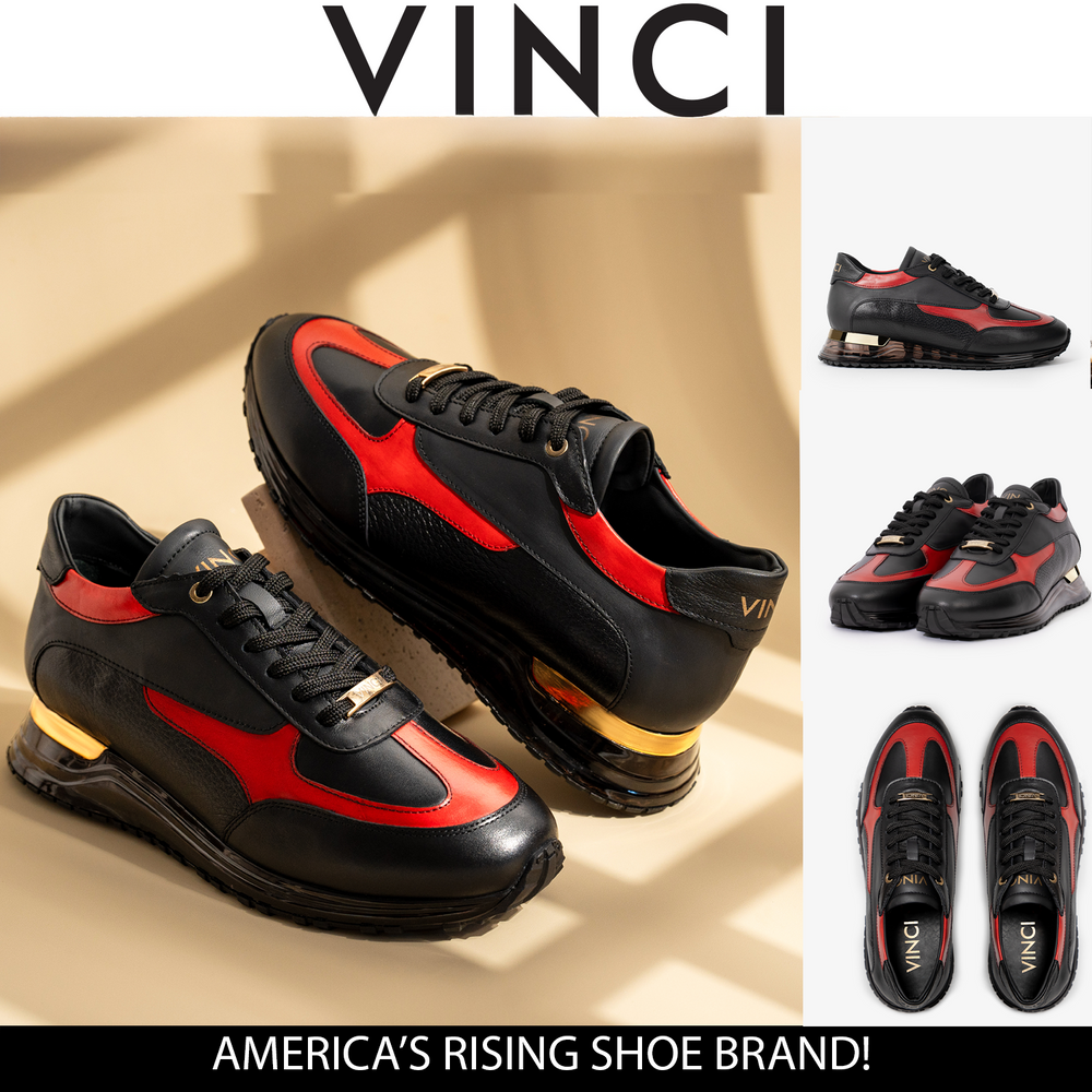 The Arda Black Red Leather Sneaker