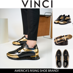 The Arda Black Gold Leather Sneaker