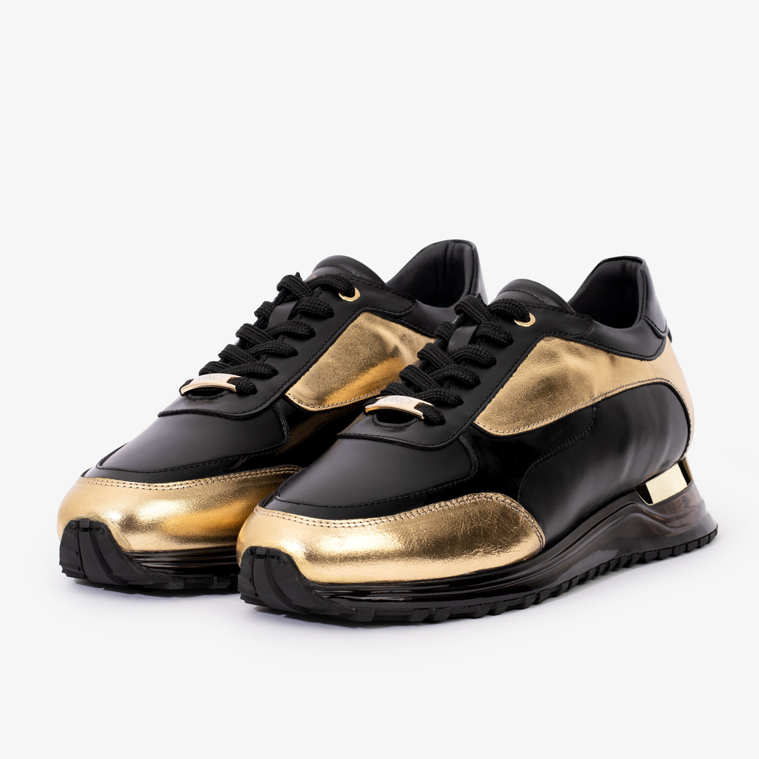 The Arda Black Gold Leather Sneaker