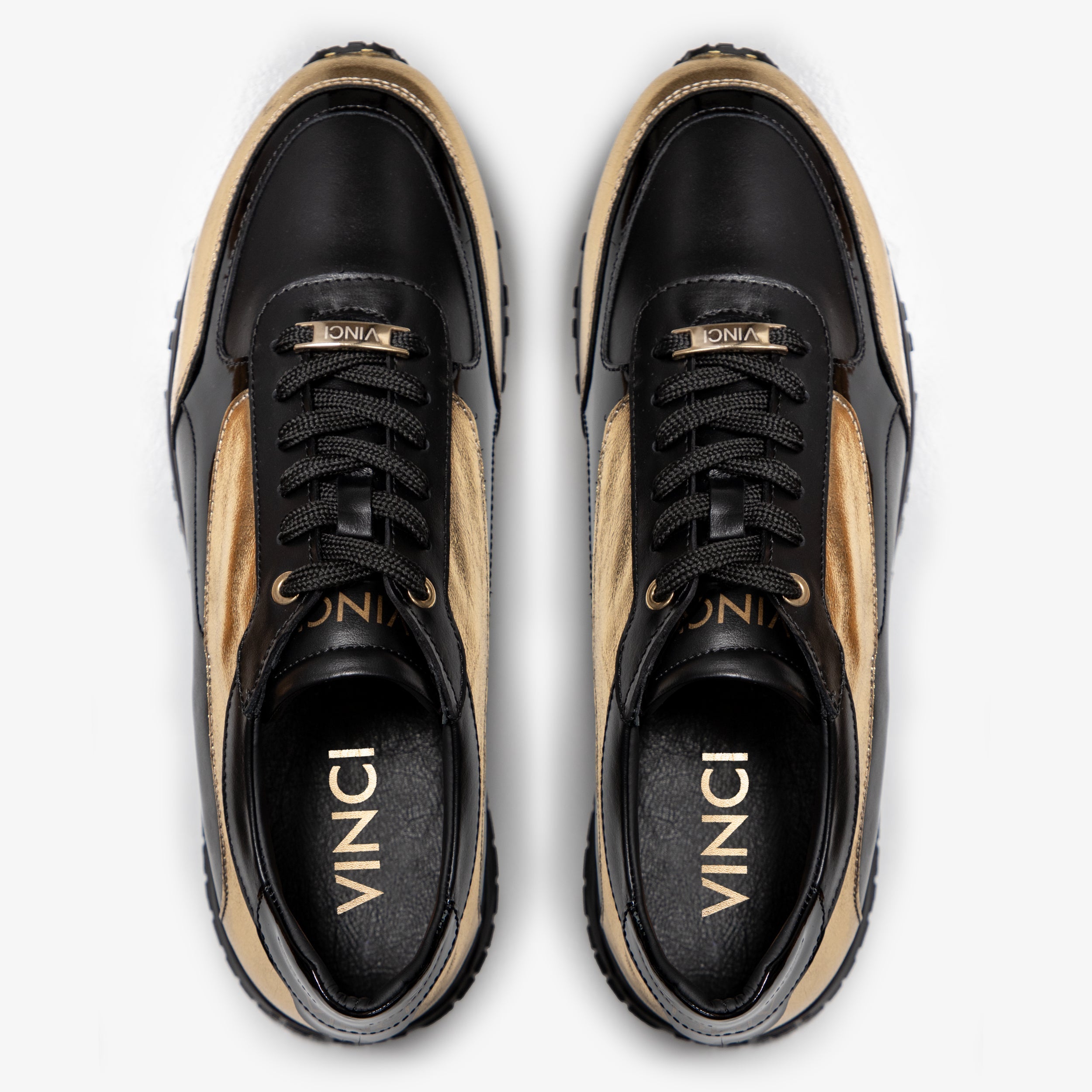 The Arda Black Gold Leather Sneaker