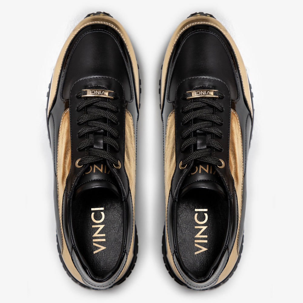 The Arda Black Gold Leather Sneaker