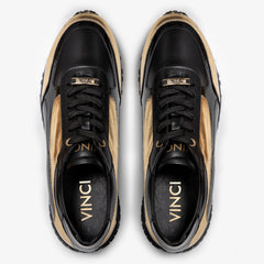 The Arda Black Gold Leather Sneaker
