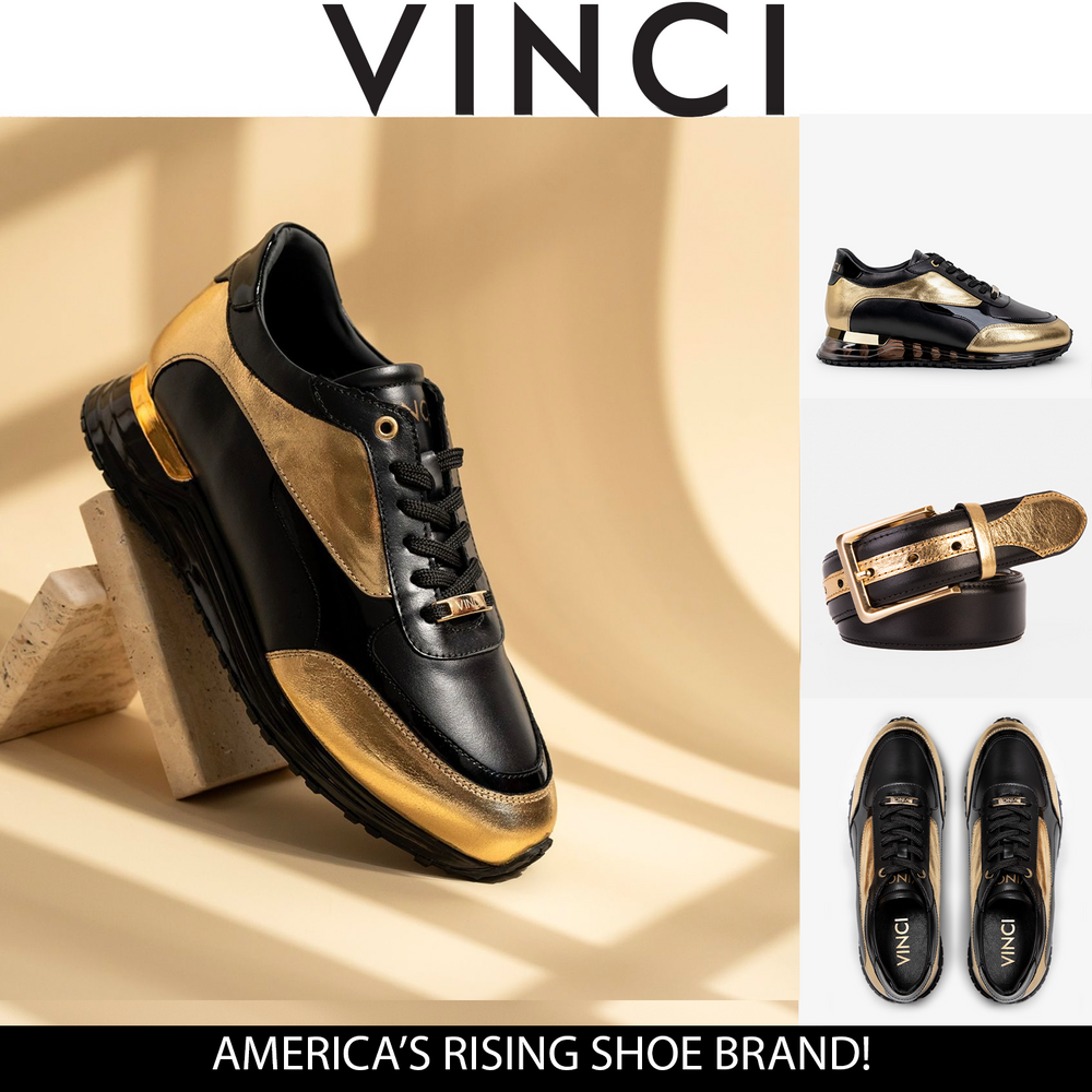 The Arda Black Gold Leather Sneaker