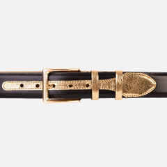 The Arda Black Gold Leather Belt