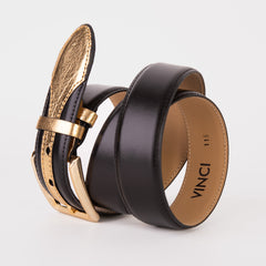 The Arda Black Gold Leather Belt