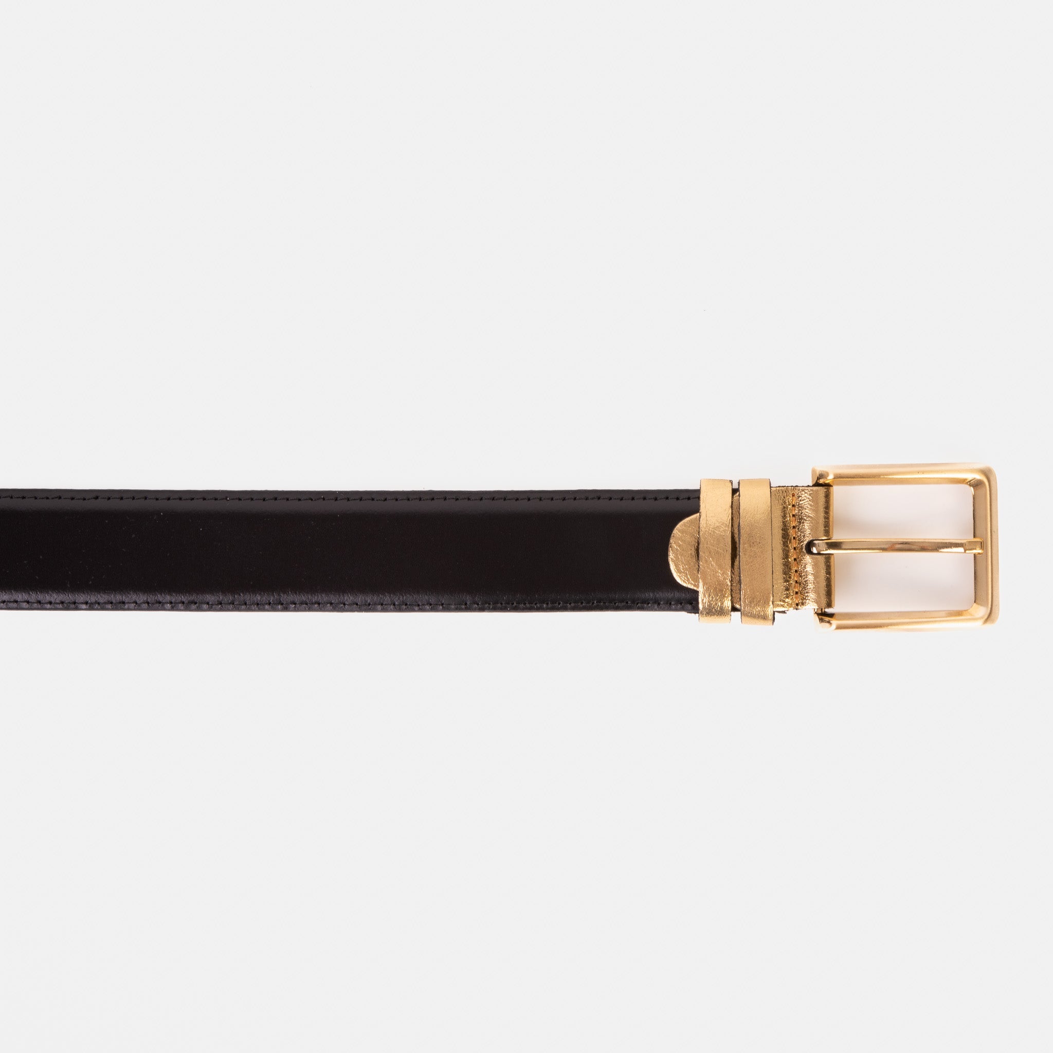 The Arda Black Gold Leather Belt